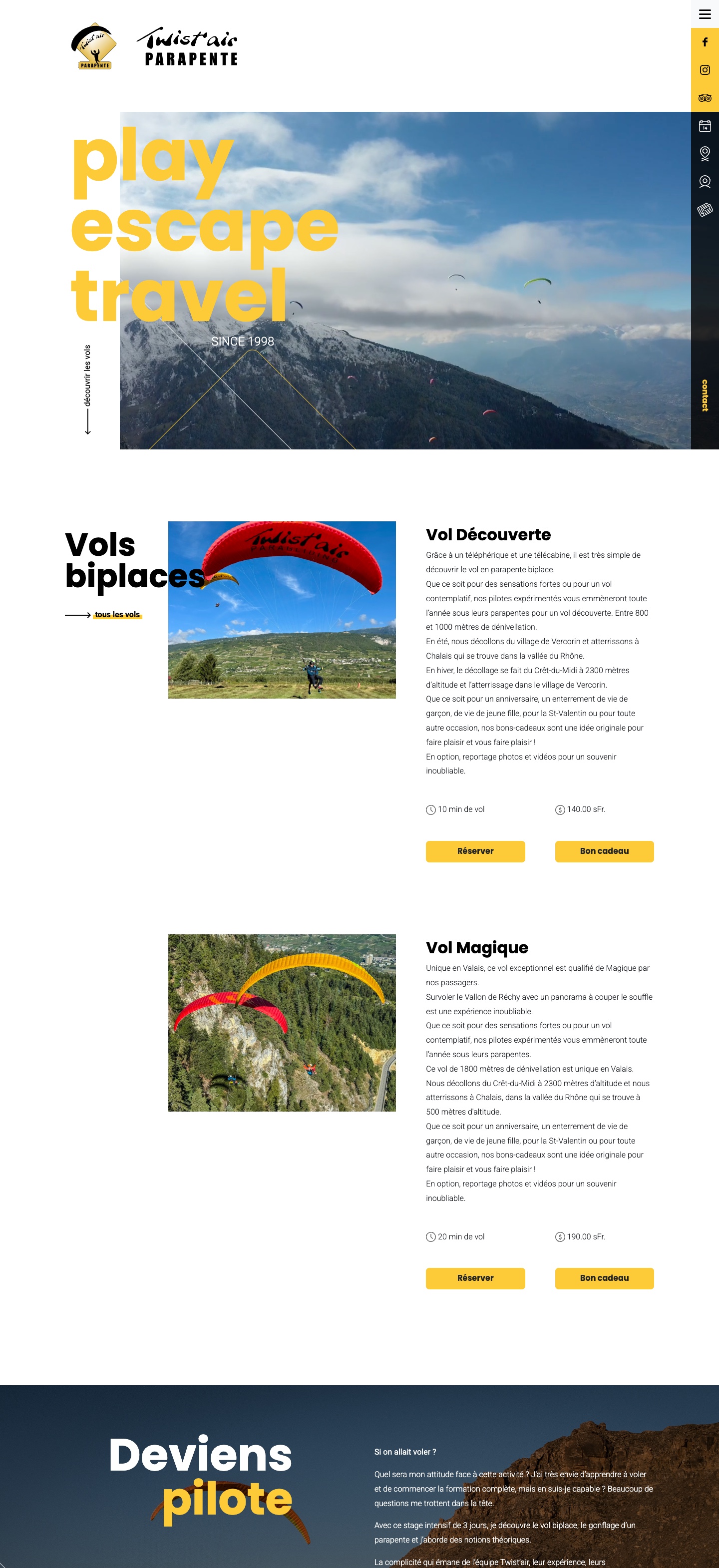 Site internet de Twistair